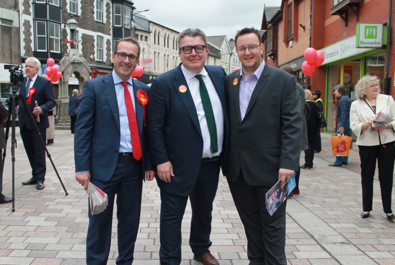 Campaigning in Pontypridd with Owen Smith and Tom Watson in 2017.