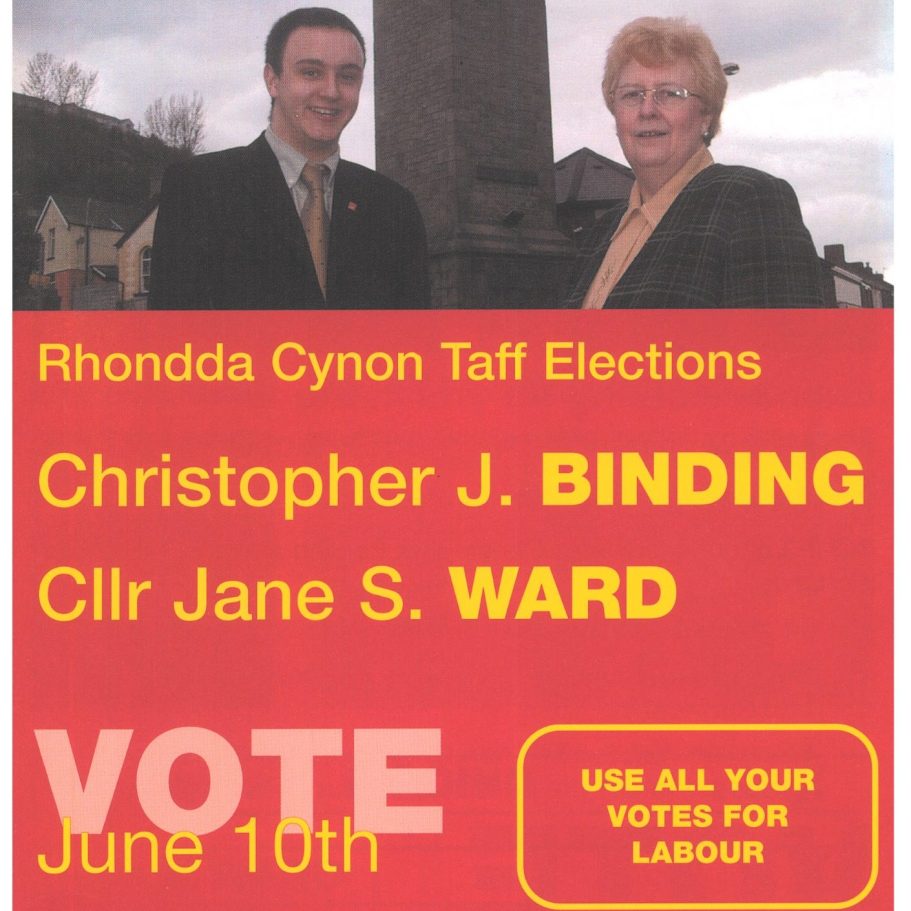 Standing as a Labour candidate in Penrhiwceiber (taking the seat from Plaid). 2004.
